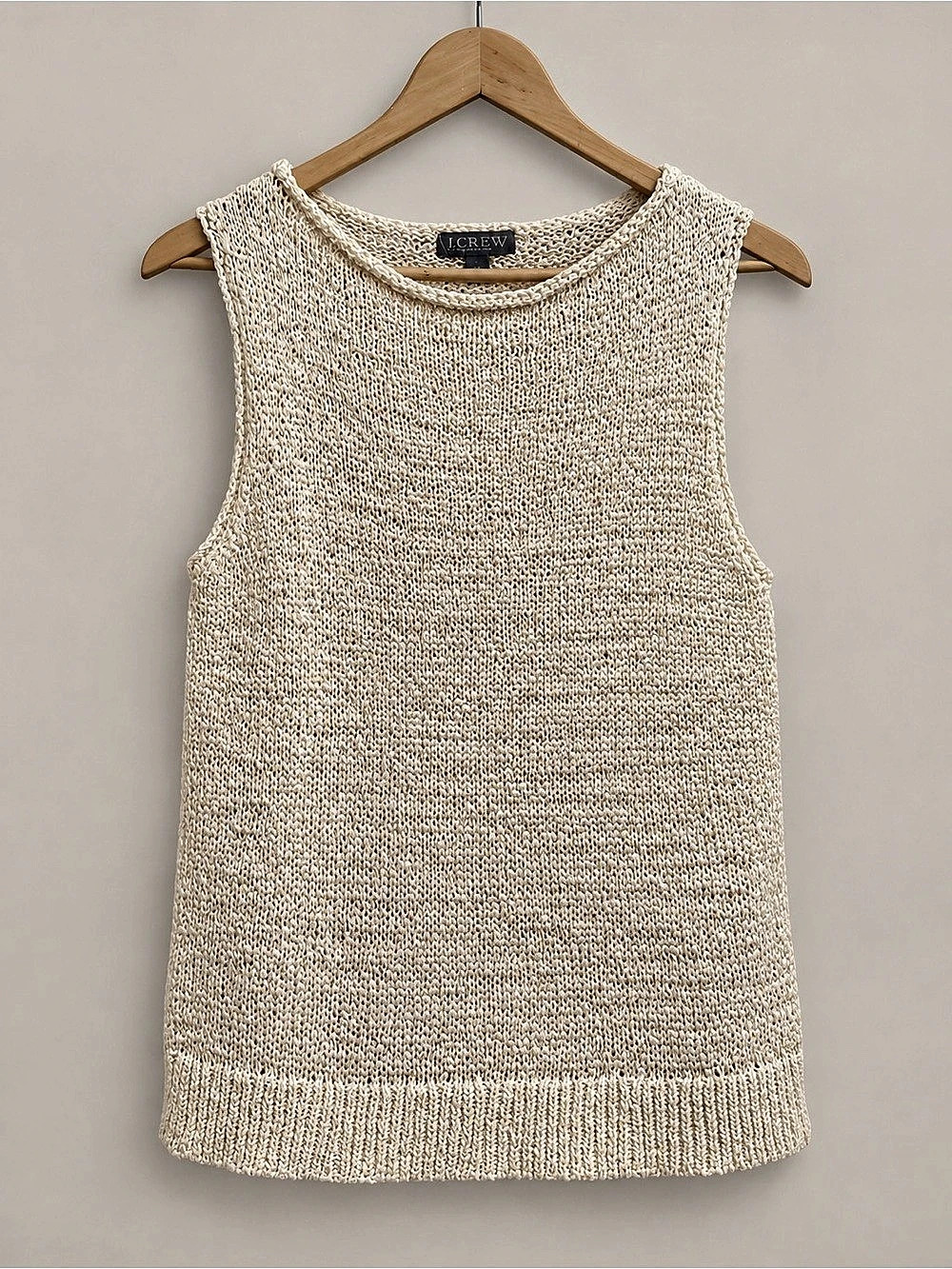 J.CREW Cotton Knit Tank Top in Cream Size L NWT